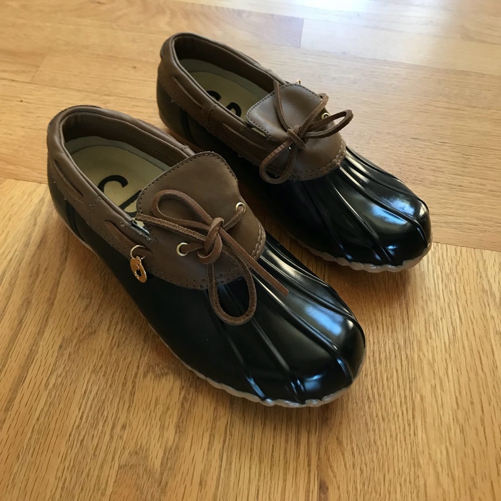 Sporto Navy and Brown Rain Mules